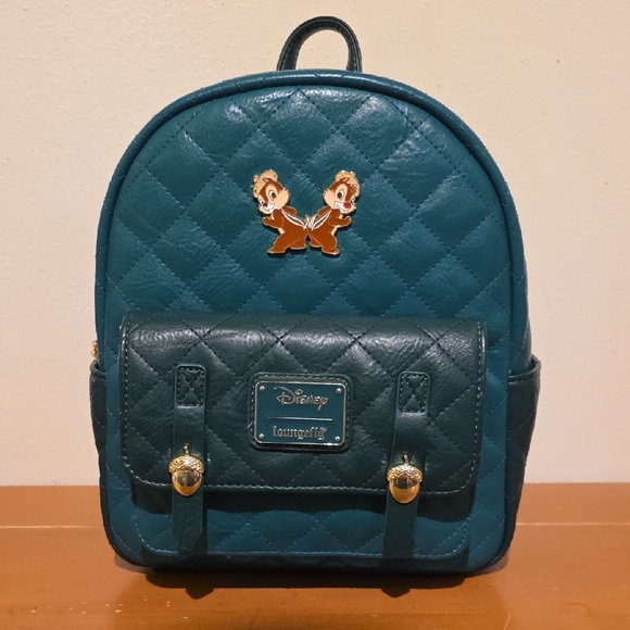Loungefly Handbags - Loungefly Teal Quilted Backpack with Gold Accents
